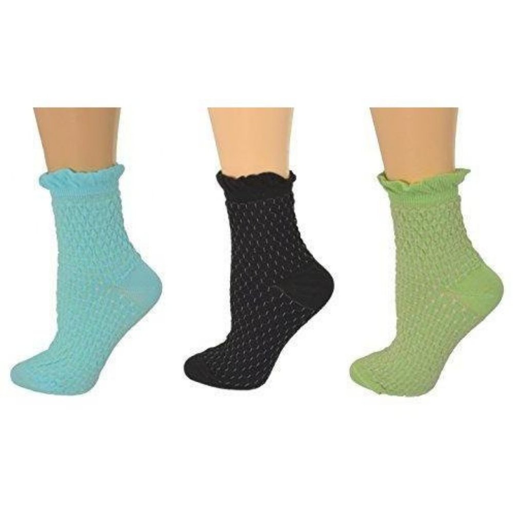 Women Cotton Small Diamond Quarter 3 pair Socks